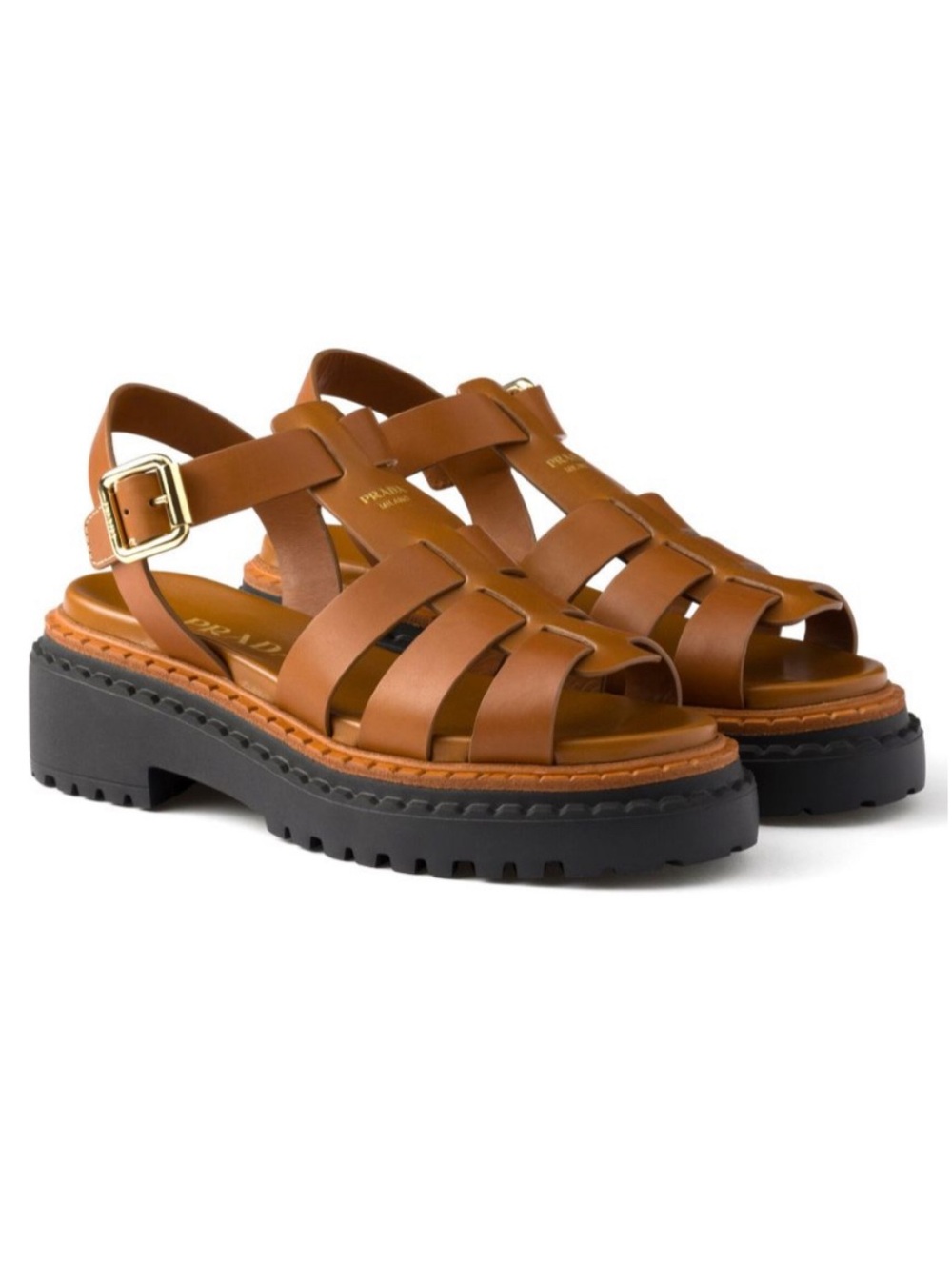 Prada Women’s Monolith Platform Cage Leather Sandals